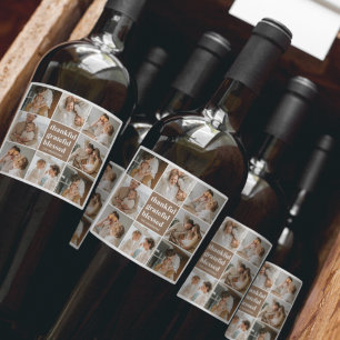 Collage Family Foto Dankbar, gesegnet Weinetikett