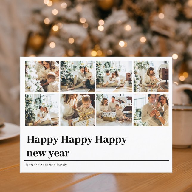 Collage Family Foto | Frohes Neues Jahr Postkarte (Von Creator hochgeladen)