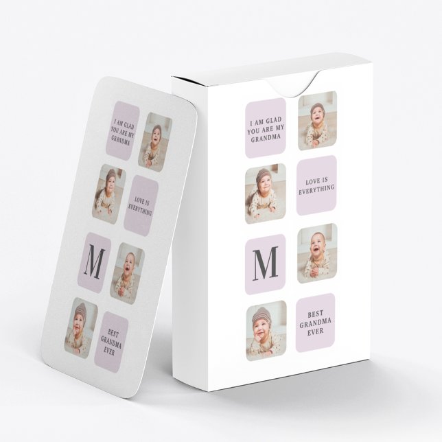 Collage Foto & Beste Oma je Bestes Lila Geschenk Spielkarten (Von Creator hochgeladen)