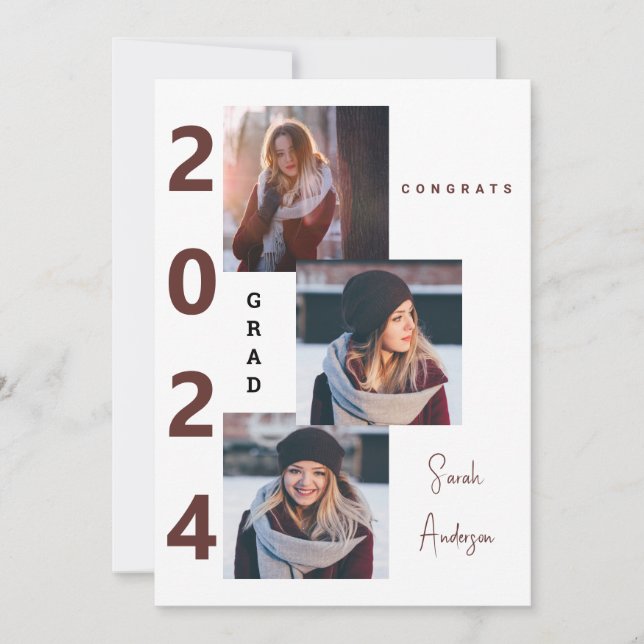 Collage Foto Burgundy Grad Ankündigung 2024 (Vorderseite)