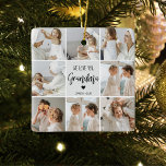 Collage Foto Grau Wir Liebe Sie Oma Bestes Geschen Keramikornament<br><div class="desc">"Collage Foto Gray We Liebe You Oma Best Gift" ist wahrscheinlich eine Beschreibung für ein Foto Rahmen oder Display, die eine Collage von Fotos in Grautönen mit den Worten "Wir Liebe Sie Oma" sichtbar angezeigt zeigt. Dies würde eine wohlüberlegte und sentimentale Gabe für eine Großmutter auf einem besondere Anlass, wie...</div>