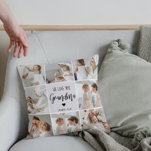 Collage Foto Grau Wir Liebe Sie Oma Bestes Geschen Kissen