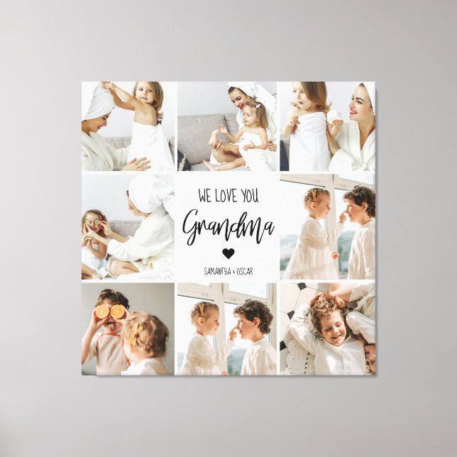 Collage Foto Grau Wir Liebe Sie Oma Bestes Geschen Leinwanddruck (Vorderseite)