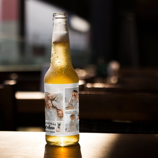Collage Foto & Großküche ist immer geöffnet Bierflaschenetikett (Von Creator hochgeladen)