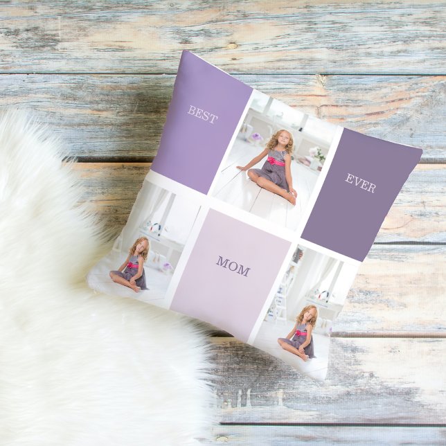 Collage Foto Lila Beste Mama je Geschenk Kissen (Von Creator hochgeladen)