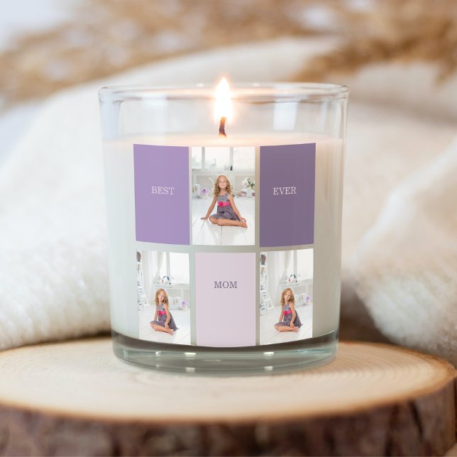 Collage Foto Lila Beste Mama je Geschenk Quadratischer Aufkleber (Von Creator hochgeladen)