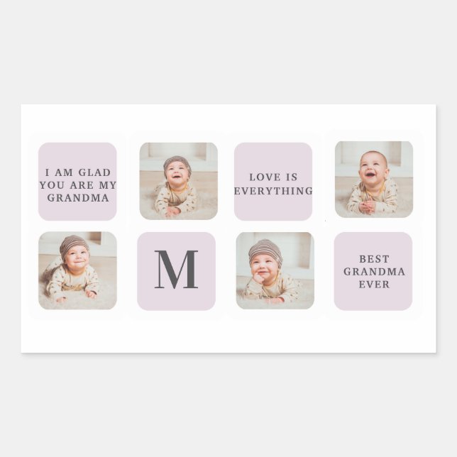 Collage Foto Lila Beste Mama je Geschenk Rechteckiger Aufkleber (Vorderseite)