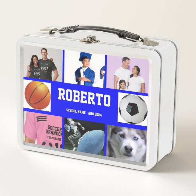 COLLAGE Foto Lunchbox BLAU WHITE zum Anpassen (Vorderseite)