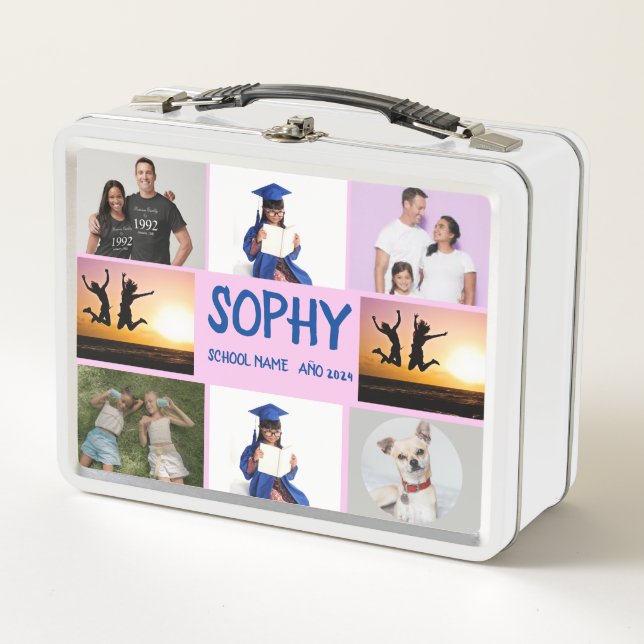 COLLAGE Foto Lunchbox PINK , LILA zum Anpassen (Vorderseite)