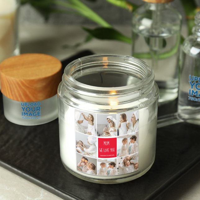 Collage Foto Mama Red Wir Liebe Sie beste Mutter G Quadratischer Aufkleber (Von Creator hochgeladen)