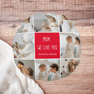 Collage Foto Mama Red Wir Liebe Sie beste Mutter G Rundes Kissen