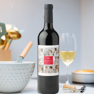 Collage Foto Mama Red Wir Liebe Sie beste Mutter G Weinetikett