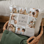 Collage Foto Mama Wir Liebe Sie - Personalisiert Kissen<br><div class="desc">Zeigen Sie Mama, wie viel sie mit diesem gemütlichen und aussagekräftigen Collage Foto "We Liebe You Mama" Kissen meint. Passen Sie es mit Ihren Lieblings-Fotos an und kreieren Sie einen herzlichen Sake, den sie jeden Tag schätzen wird. Das weiche, neutrale Design passt wunderbar in jedes Zuhause-Dekor und macht es zu...</div>