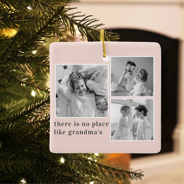 Collage Foto Pastell Pink Bestes Grandma Geschenk Keramikornament (Von Creator hochgeladen)