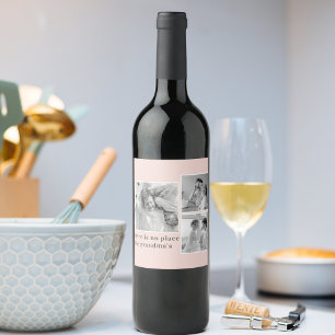 Collage Foto Pastell Pink Bestes Grandma Geschenk Weinetikett