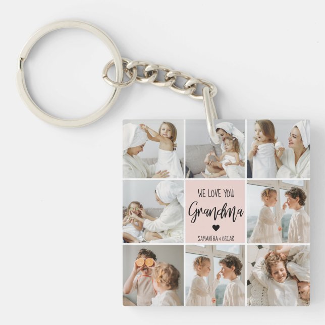 Collage Foto Pink Wir Liebe Sie Oma Bestes Geschen Schlüsselanhänger (Vorderseite)