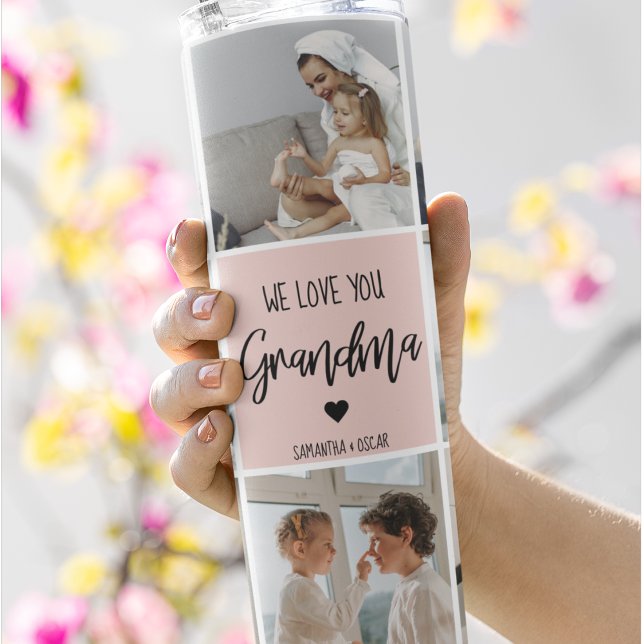 Collage Foto Pink Wir Liebe Sie Oma Bestes Geschen Thermosbecher (Von Creator hochgeladen)