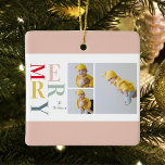 Collage Foto und farbenfroh fröhlich | Happy Holid Keramikornament<br><div class="desc">Collage Foto und farbenfroh fröhlich | Happy Holiday</div>