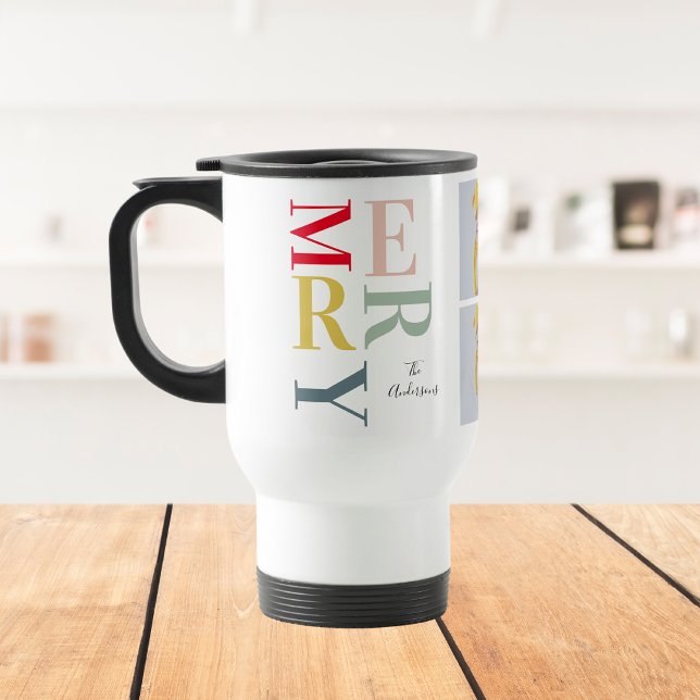 Collage Foto und farbenfroh fröhlich | Happy Holid Reisebecher (Von Creator hochgeladen)