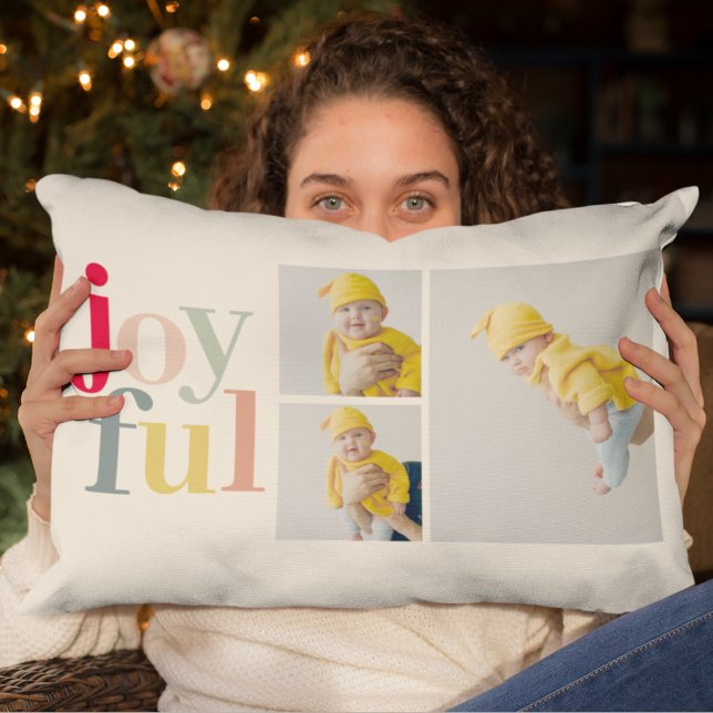 Collage Foto und farbenfrohe Freude | Weihnachtsge Lendenkissen (Von Creator hochgeladen)