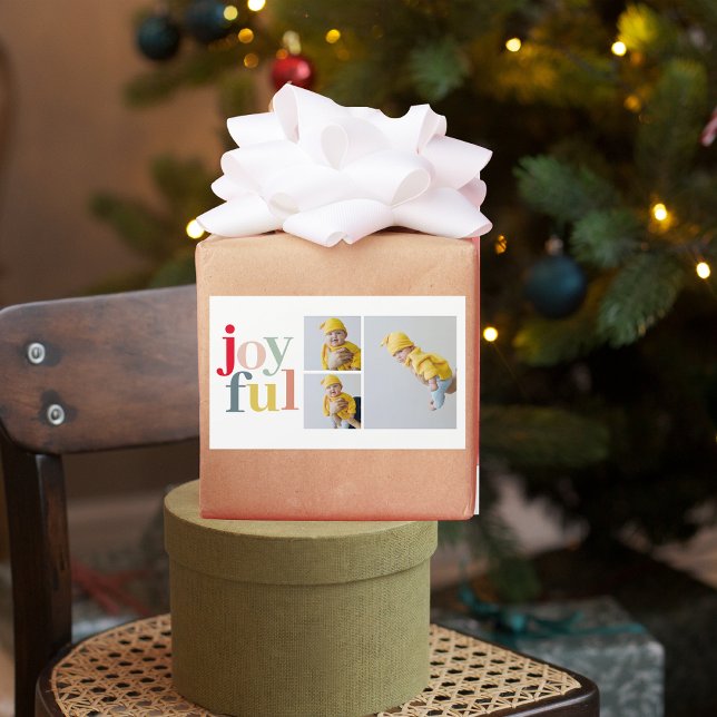 Collage Foto und farbenfrohe Freude | Weihnachtsge Rechteckiger Aufkleber (Von Creator hochgeladen)