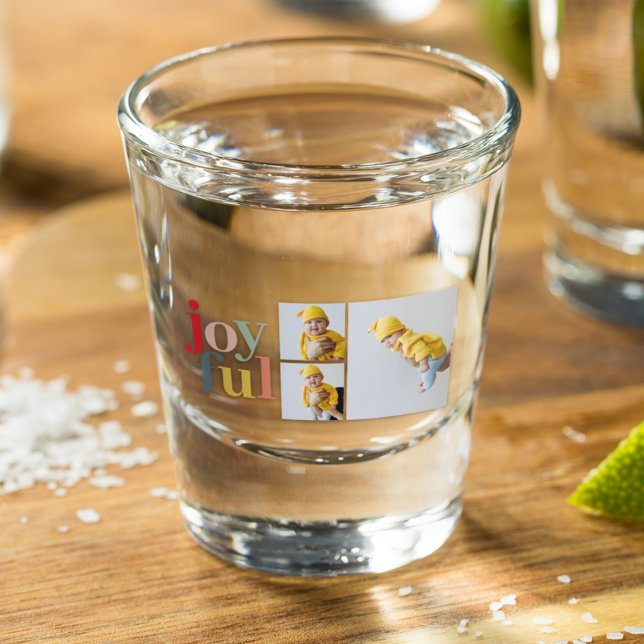 Collage Foto und farbenfrohe Freude | Weihnachtsge Schnapsglas (Von Creator hochgeladen)