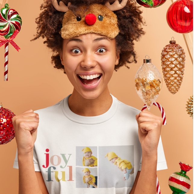 Collage Foto und farbenfrohe Freude | Weihnachtsge T-Shirt (Von Creator hochgeladen)