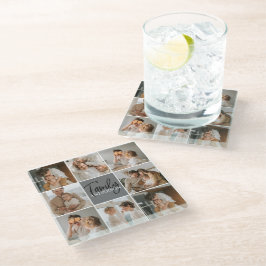 Collage Foto und Personalisierte Graugeschenke Glasuntersetzer