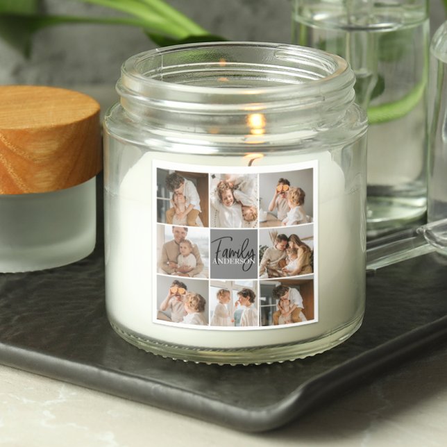 Collage Foto und Personalisierte Graugeschenke Quadratischer Aufkleber (Von Creator hochgeladen)