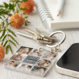 Collage Foto und Personalisierte Graugeschenke Schlüsselanhänger