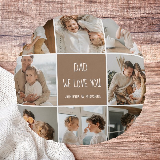 Collage Foto Vater Wir Liebe Sie glückliche Väter  Rundes Kissen (Von Creator hochgeladen)