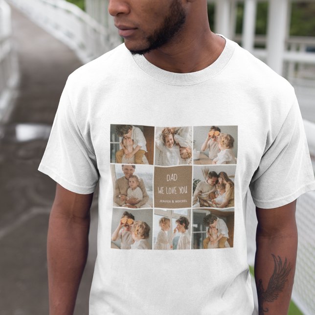 Collage Foto Vater Wir Liebe Sie glückliche Väter  T-Shirt (Von Creator hochgeladen)