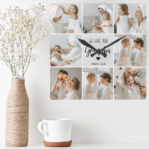 Collage Foto Wir Liebe Sie Opa-Geschenk Quadratische Wanduhr