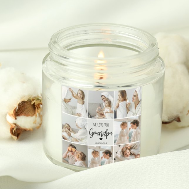 Collage Foto | Wir Liebe Sie Opa-Geschenk Quadratischer Aufkleber (Von Creator hochgeladen)