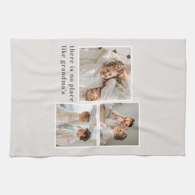 Collage Foto & Zitat Bestes Grandma-Geschenk Geschirrtuch (Horizontal)