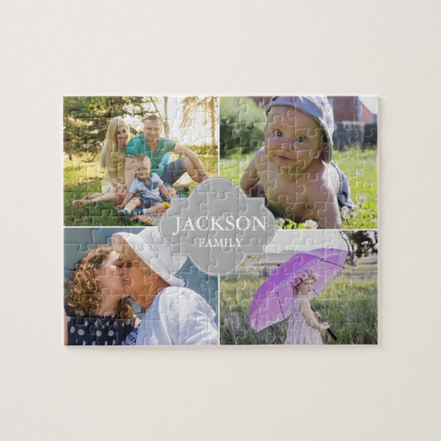 Collage Fotos mit Familiennamen Multi-Bildern (Horizontal)