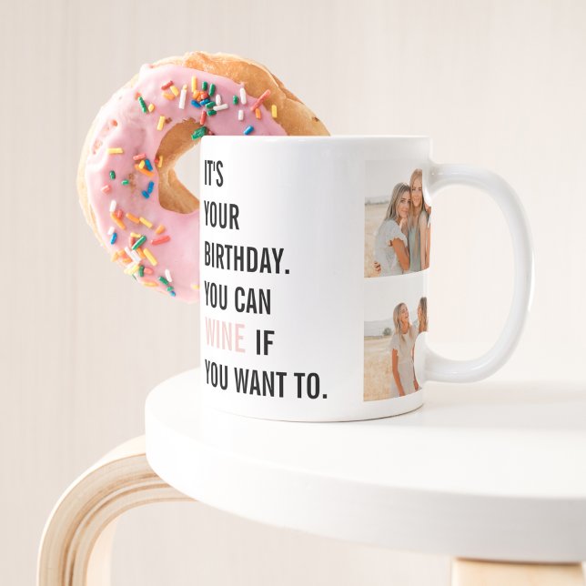 Collage Friend Foto| Happy Birthday | Bestes Gesch Zweifarbige Tasse (Von Creator hochgeladen)