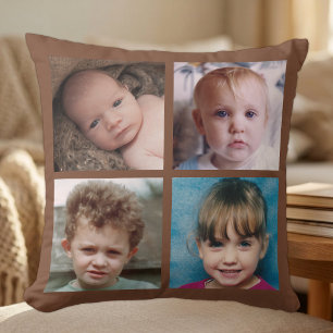 Collage fügen Sie Ihre eigenen Fotos braun Kissen