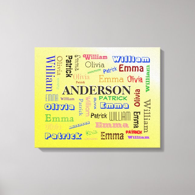 Collage für spezielle Word-Cloud-Namen Leinwanddruck (Vorderseite)