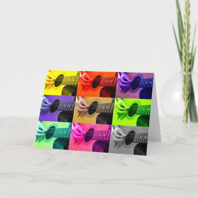 Collage guitare de couleur - Carte de voeux vierge (Devant)