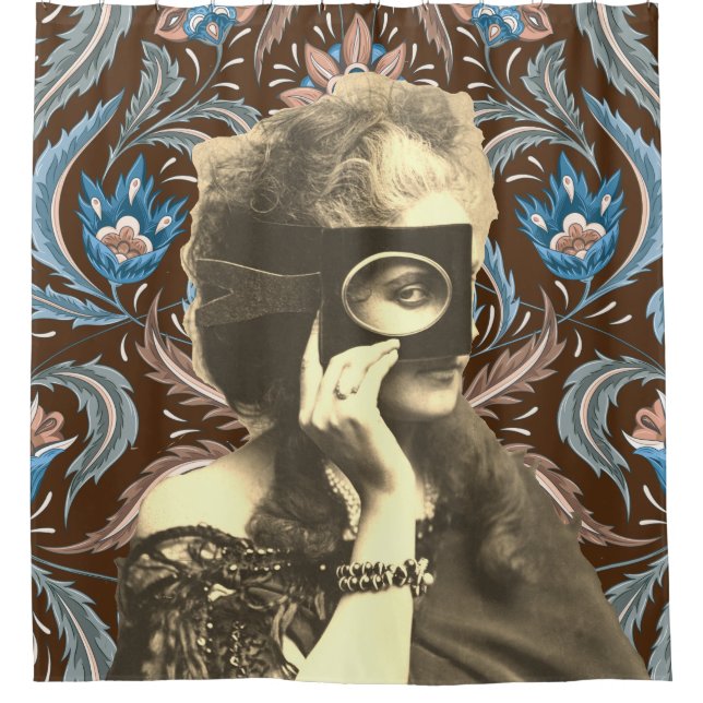 Collage Masked Lady Countess Castiglione Duschvorhang (Vorderseite)