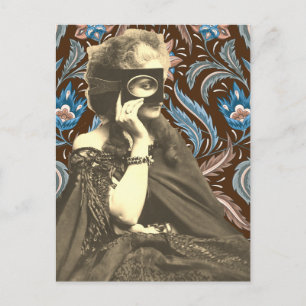 Collage Masked Lady Countess Castiglione Feiertagspostkarte
