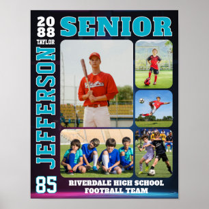 Collage mit Fotos eines Sportteamspielers in der A Poster
