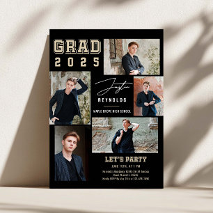 Collage moderne 5 Photos Graduation Invitation