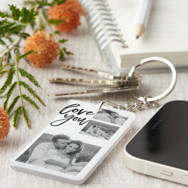 Collage moderne Couple Photo & Love You Beauté Cad (Devant droit)