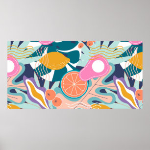 Collage moderne, floralnahtlose Muster. Moderne Au Poster