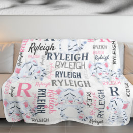 Collage Name White Tigers with Name Pattern Fleecedecke