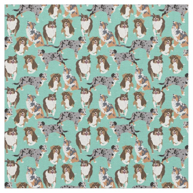 Collage of Aussies Australian Shepherd Dogs Stoff (Nahaufnahme)