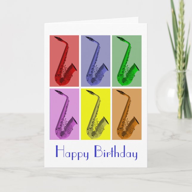Collage of Colorful Saxophones Birthday Card Karte (Vorderseite)