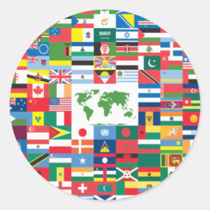 Collage of Country Flags aus der ganzen Welt Runder Aufkleber